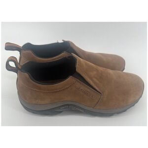 Merrell Jungle Moc Mens 9 Brown Suede Slip On Loafers Walking Shoes Ortholite